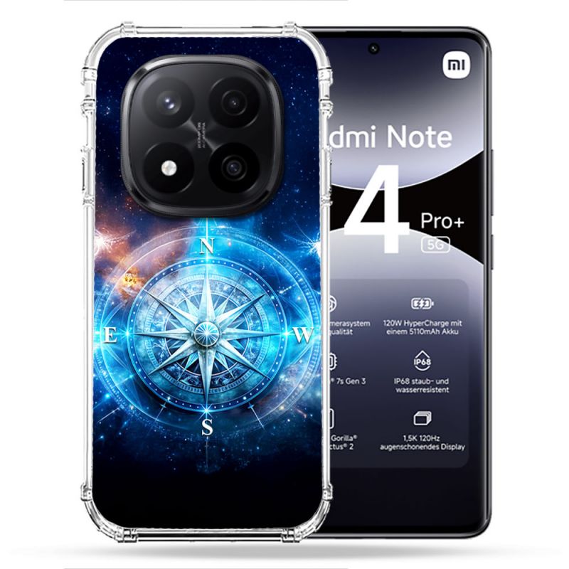 Coque Renforcée Pour Xiaomi Redmi Note 14 PRO PLUS 5G Voyage Rose des Vents Stellaire