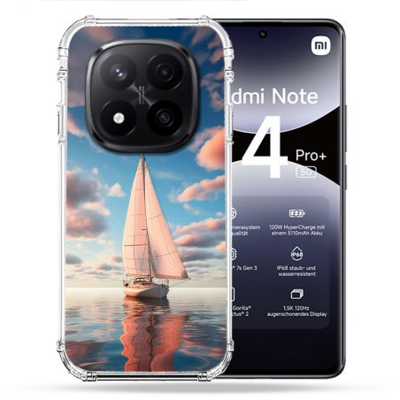 Coque Renforcée Pour Xiaomi Redmi Note 14 PRO PLUS 5G Voyage Voilier Reflet