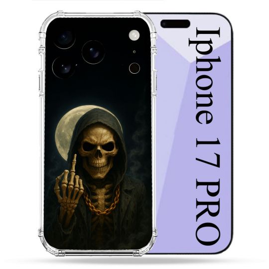 Coque Renforcée Pour Iphone 17 Pro Tete de Mort Doigt 2026
