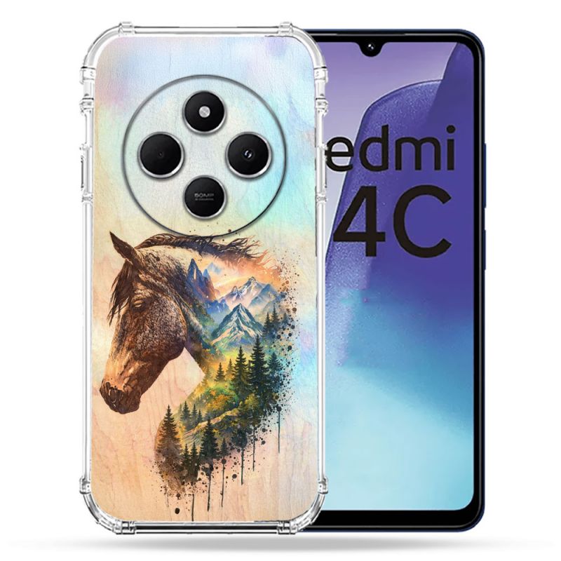 Coque Renforcée Pour Xiaomi Redmi 14C 4G Animal Cheval Montagne
