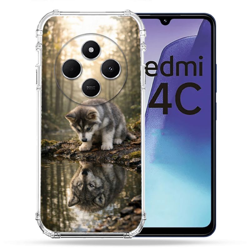 Coque Renforcée Pour Xiaomi Redmi 14C 4G Animal Loup Reflet