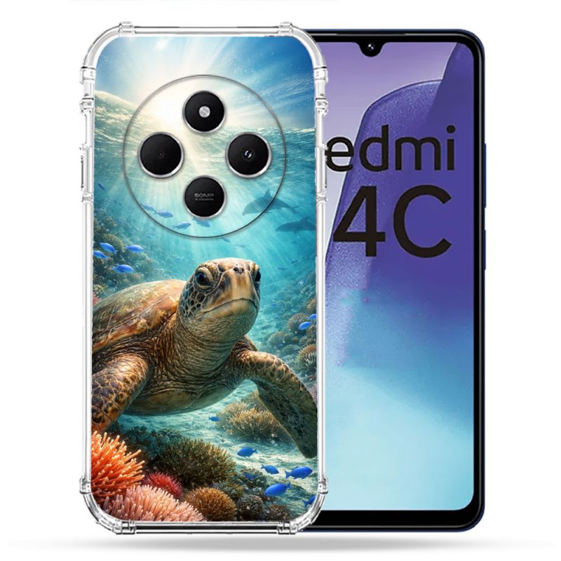 Coque Renforcée Pour Xiaomi Redmi 14C 4G Animal Tortue Marine