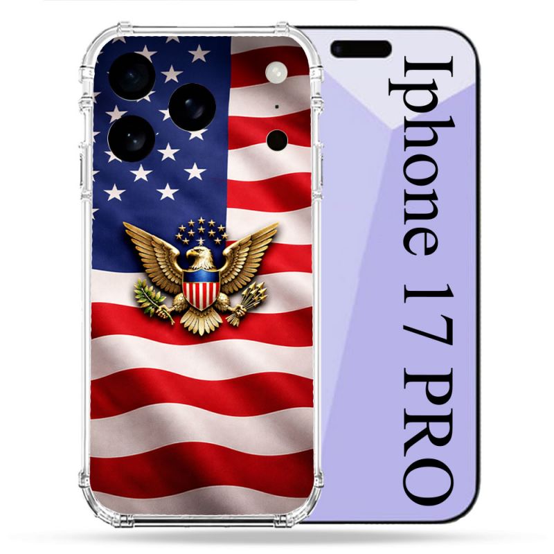 Coque Renforcée Pour Iphone 17 Pro Voyage Drapeau USA Etats Unis