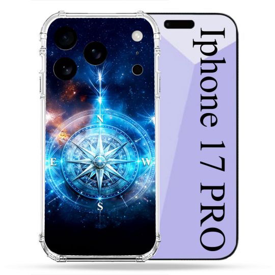 Coque Renforcée Pour Iphone 17 Pro Voyage Rose des Vents Stellaire