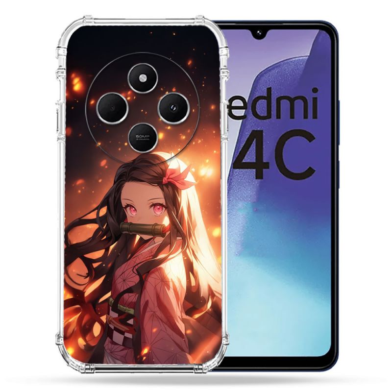 Coque Renforcée Pour Xiaomi Redmi 14C 4G Manga Demon Slayer Nezuko Rose