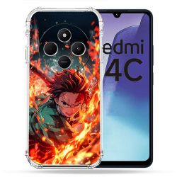Coque Renforcée Pour Xiaomi Redmi 14C 4G Manga Demon Slayer Tanjiro Feu