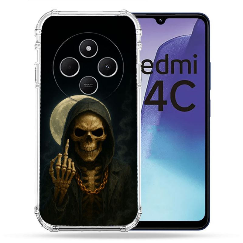 Coque Renforcée Pour Xiaomi Redmi 14C 4G Tete de Mort Doigt 2026