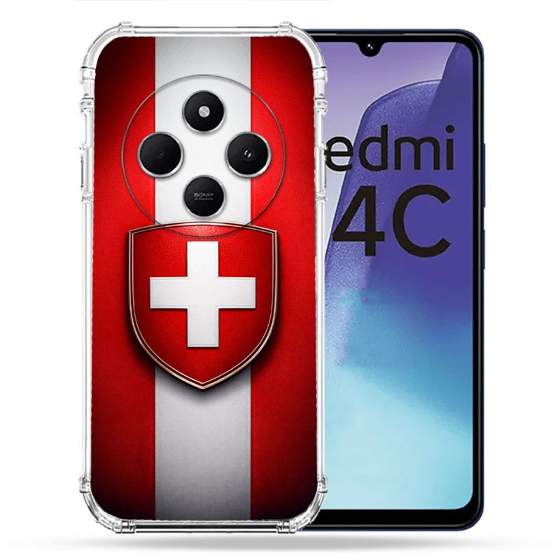 Coque Renforcée Pour Xiaomi Redmi 14C 4G Voyage Drapeau Suisse