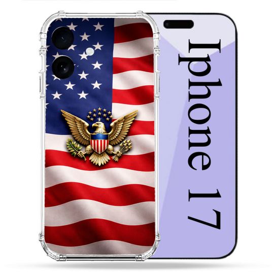 Coque Renforcée Pour Iphone 17 Voyage Drapeau USA Etats Unis