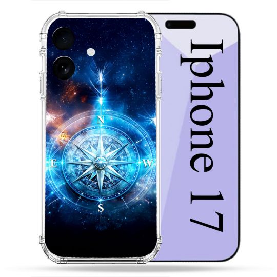 Coque Renforcée Pour Iphone 17 Voyage Rose des Vents Stellaire