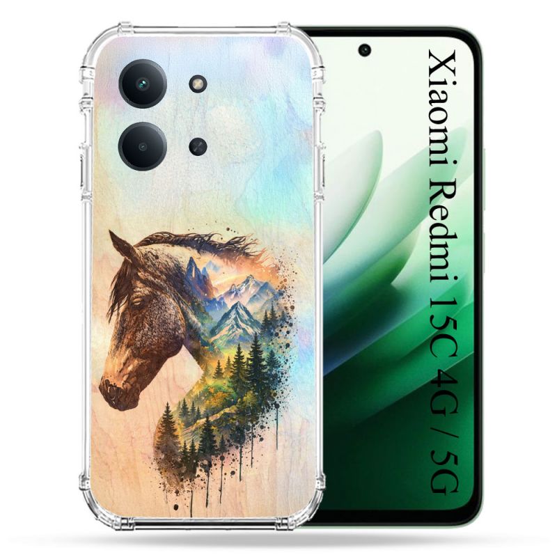 Coque Renforcée Pour Xiaomi Redmi 15C 4G Animal Cheval Montagne