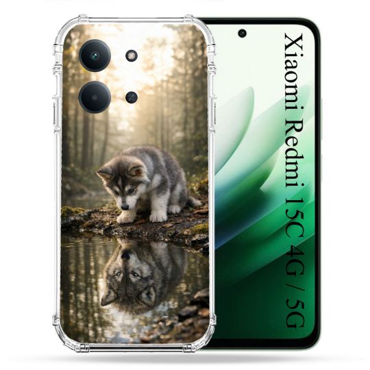 Coque Renforcée Pour Xiaomi Redmi 15C 4G Animal Loup Reflet