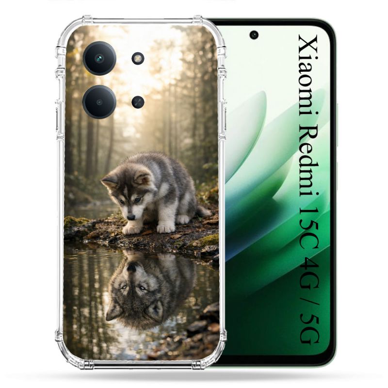 Coque Renforcée Pour Xiaomi Redmi 15C 4G Animal Loup Reflet