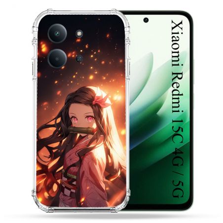 Coque Renforcée Pour Xiaomi Redmi 15C 4G Manga Demon Slayer Nezuko Rose