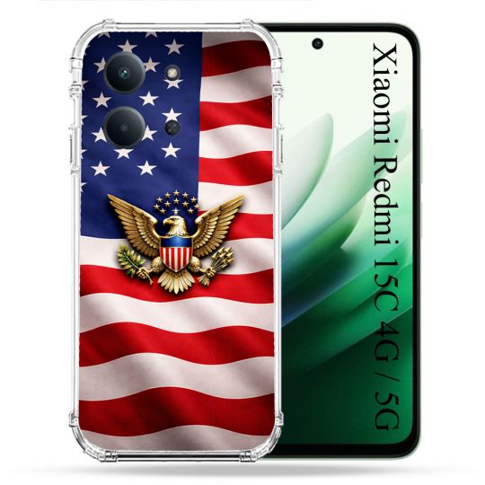 Coque Renforcée Pour Xiaomi Redmi 15C 4G Voyage Drapeau USA Etats Unis
