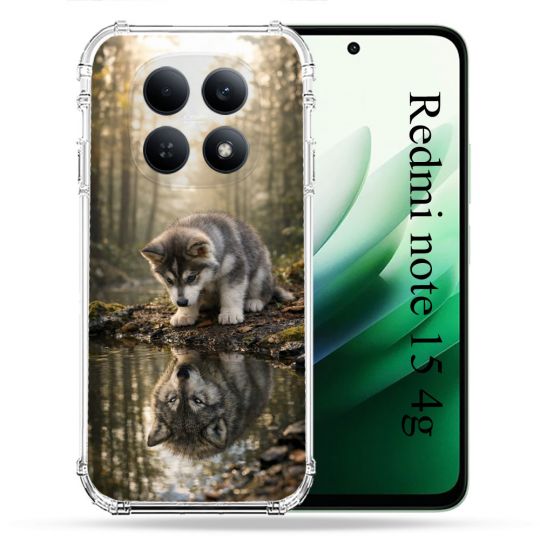 Coque Renforcée Pour Xiaomi Redmi Note 15 4G Animal Loup Reflet