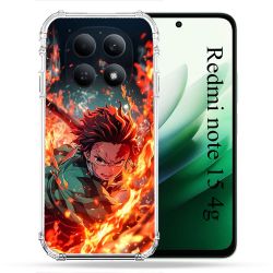 Coque Renforcée Pour Xiaomi Redmi Note 15 4G Manga Demon Slayer Tanjiro Feu