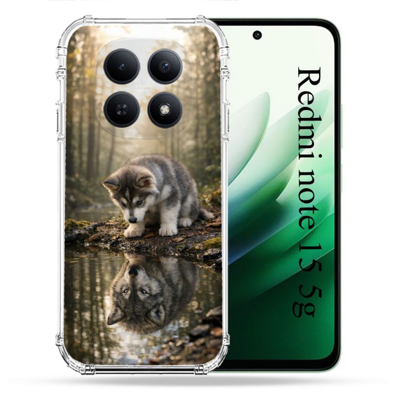 Coque Renforcée Pour Xiaomi Redmi Note 15 5G Animal Loup Reflet