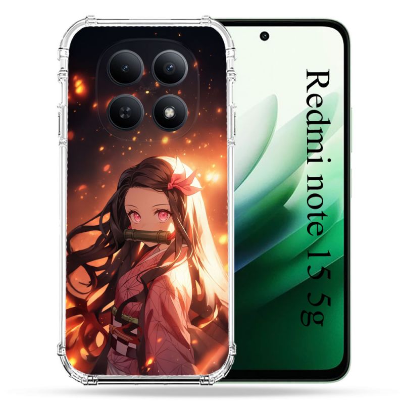 Coque Renforcée Pour Xiaomi Redmi Note 15 5G Manga Demon Slayer Nezuko Rose