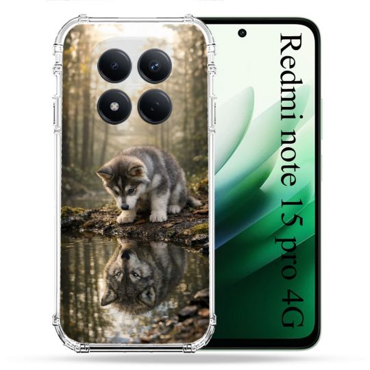 Coque Renforcée Pour Xiaomi Redmi Note 15 Pro 4G Animal Loup Reflet
