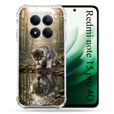 Coque Renforcée Pour Xiaomi Redmi Note 15 Pro 4G Animal Loup Reflet