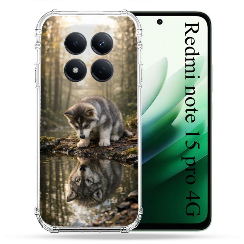 Coque Renforcée Pour Xiaomi Redmi Note 15 Pro 4G Animal Loup Reflet