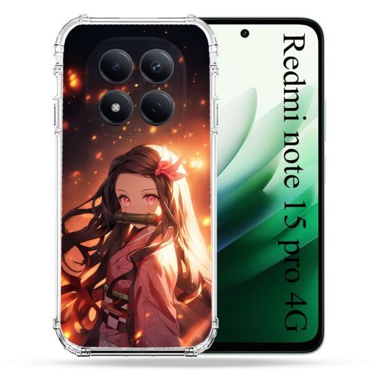 Coque Renforcée Pour Xiaomi Redmi Note 15 Pro 4G Manga Demon Slayer Nezuko Rose