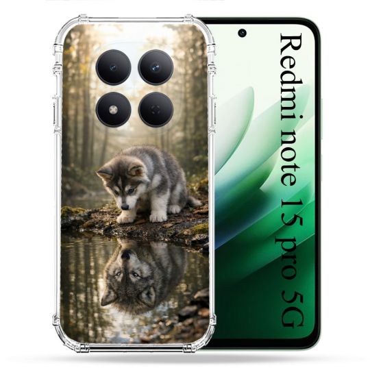 Coque Renforcée Pour Xiaomi Redmi Note 15 Pro 5G Animal Loup Reflet