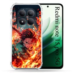 Coque Renforcée Pour Xiaomi Redmi Note 15 Pro 5G Manga Demon Slayer Tanjiro Feu