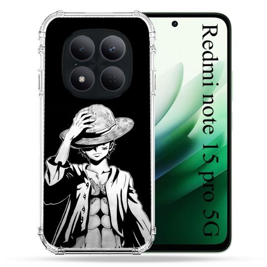 Coque Renforcée Pour Xiaomi Redmi Note 15 Pro 5G Manga One Piece Luffy Noir
