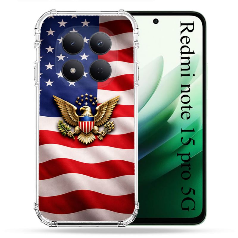 Coque Renforcée Pour Xiaomi Redmi Note 15 Pro 5G Voyage Drapeau USA Etats Unis