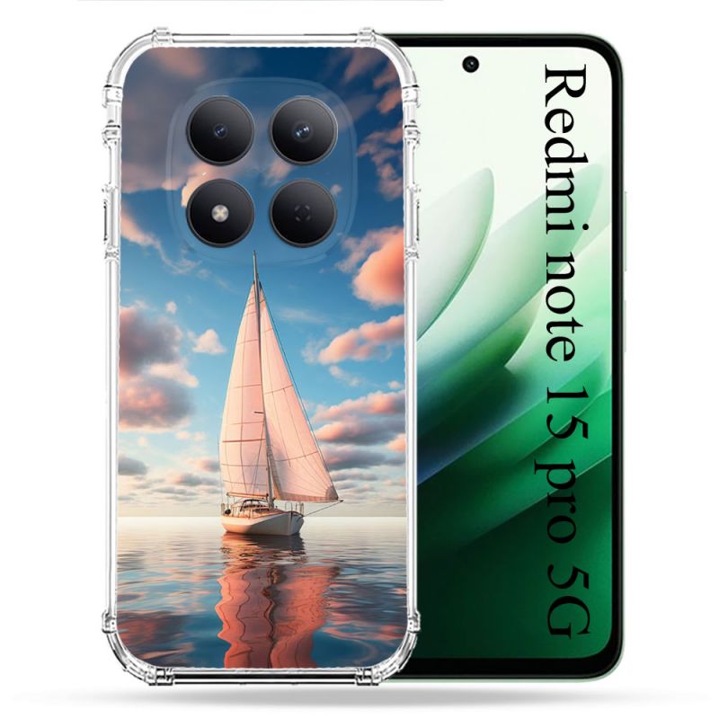 Coque Renforcée Pour Xiaomi Redmi Note 15 Pro 5G Voyage Voilier Reflet