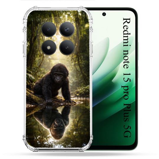 Coque Renforcée Pour Xiaomi Redmi Note 15 Pro Plus 5G Animal Gorille Reflet
