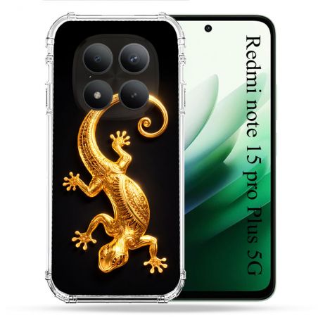 Coque Renforcée Pour Xiaomi Redmi Note 15 Pro Plus 5G Animal Lezard Noir 2026