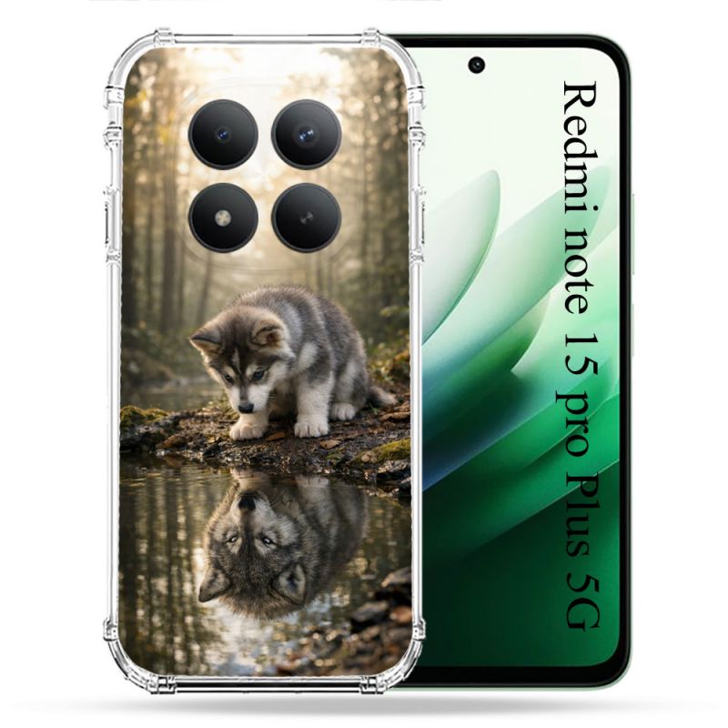Coque Renforcée Pour Xiaomi Redmi Note 15 Pro Plus 5G Animal Loup Reflet