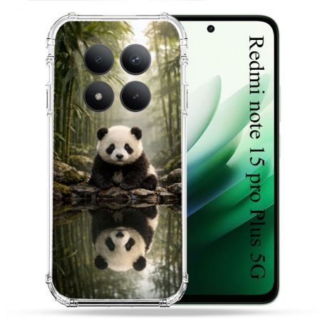 Coque Renforcée Pour Xiaomi Redmi Note 15 Pro Plus 5G Animal Panda Reflet