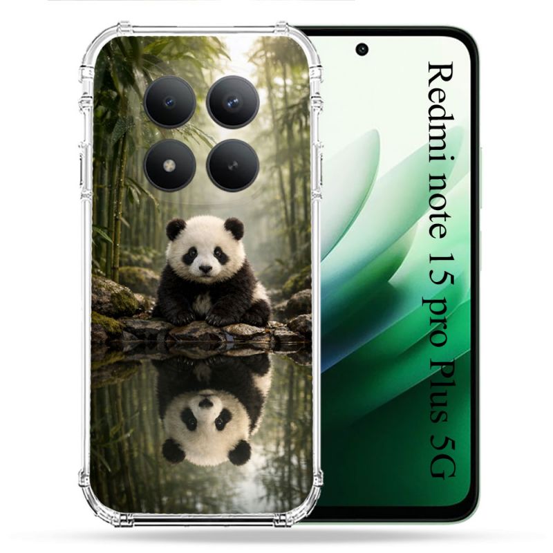 Coque Renforcée Pour Xiaomi Redmi Note 15 Pro Plus 5G Animal Panda Reflet