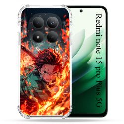 Coque Renforcée Pour Xiaomi Redmi Note 15 Pro Plus 5G Manga Demon Slayer Tanjiro Feu