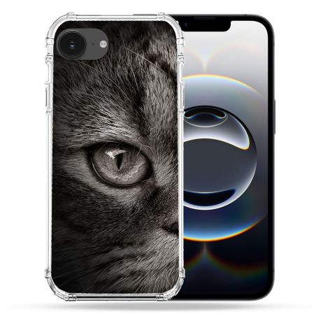 Coque Renforcée Pour Iphone 17e Animal Chat Gris