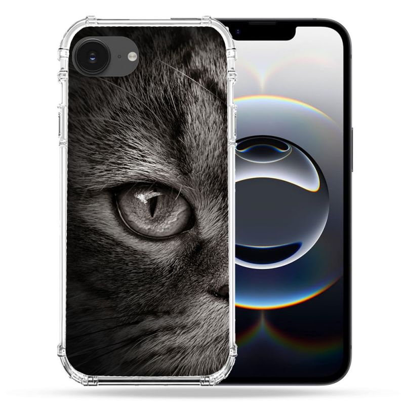 Coque Renforcée Pour Iphone 17e Animal Chat Gris