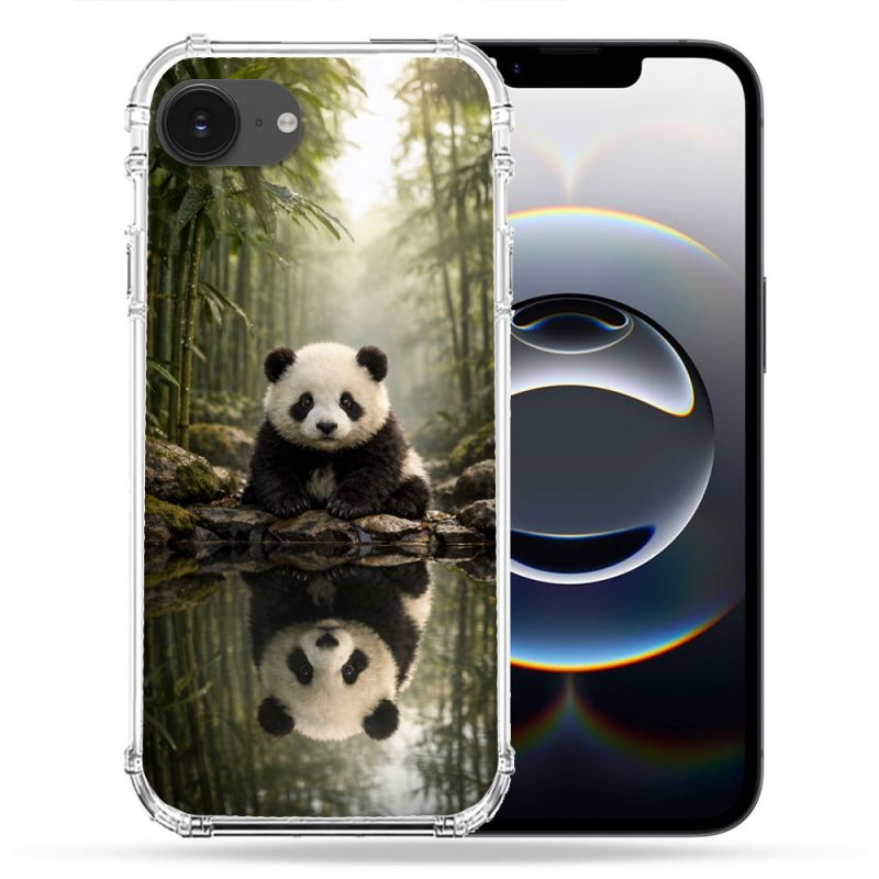 Coque Renforcée Pour Iphone 17e Animal Panda Reflet