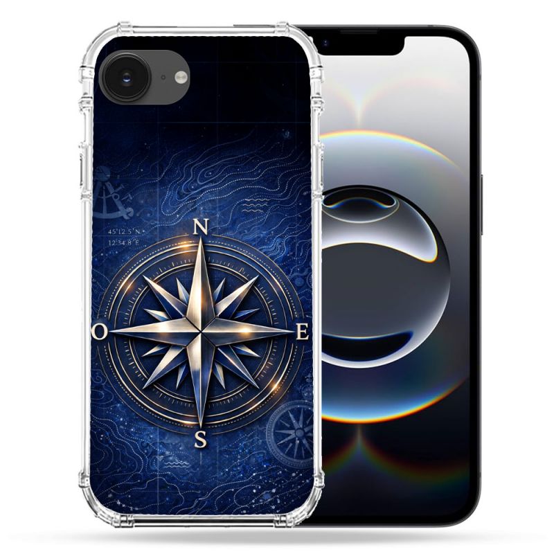 Coque Renforcée Pour Iphone 17e Voyage Rose des Vents Marine