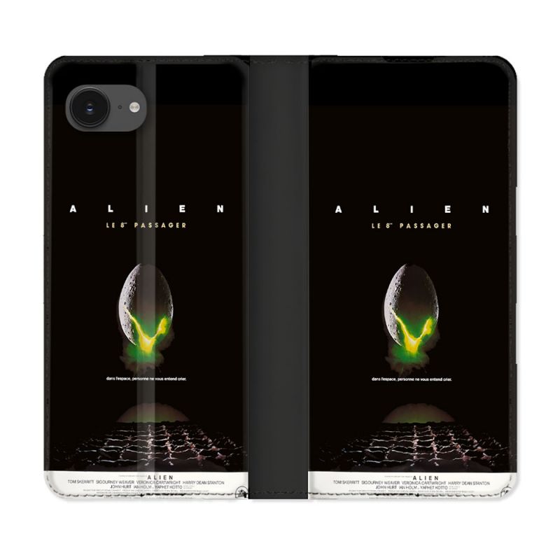 Housse Cuir Portefeuille Pour Iphone 17e Alien Affiche