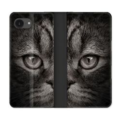 Housse Cuir Portefeuille Pour Iphone 17e Animal Chat Gris