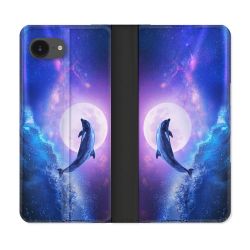 Housse Cuir Portefeuille Pour Iphone 17e Animal Dauphin Vague