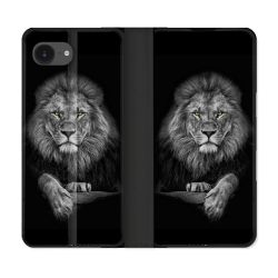Housse Cuir Portefeuille Pour Iphone 17e Animal Lion Majestueux