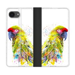 Housse Cuir Portefeuille Pour Iphone 17e Animal Perroquet Jaune