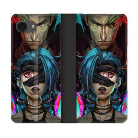 Housse Cuir Portefeuille Pour Iphone 17e Arcane Jinx Bleu