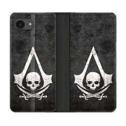 Housse Cuir Portefeuille Pour Iphone 17e Assassin Creed Tete Mort
