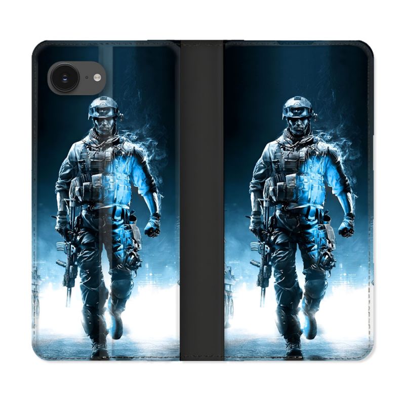 Housse Cuir Portefeuille Pour Iphone 17e Call Of Duty Guerrier